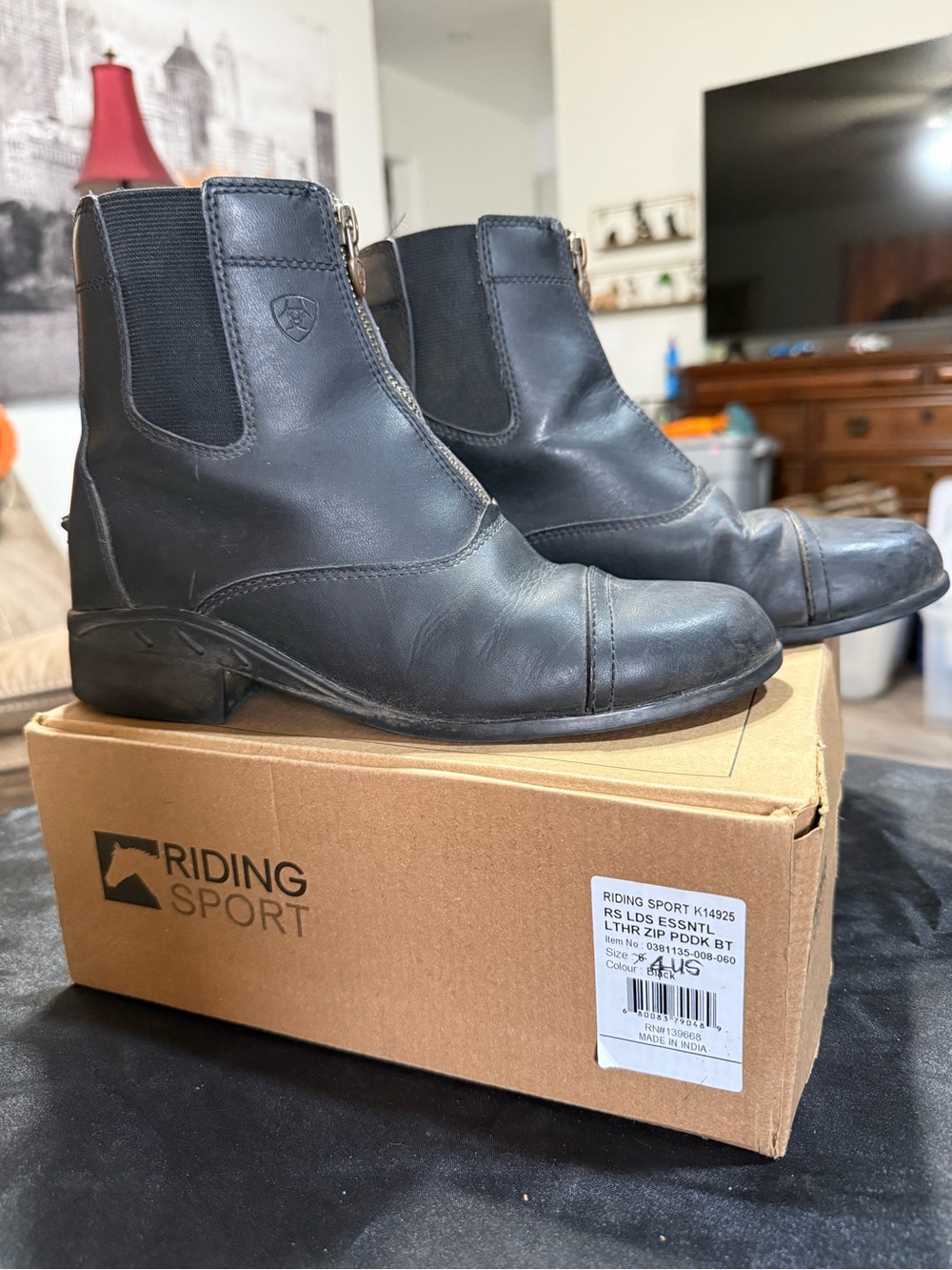 Ariat Black Chelsea Zip Youth Leather Riding Boots